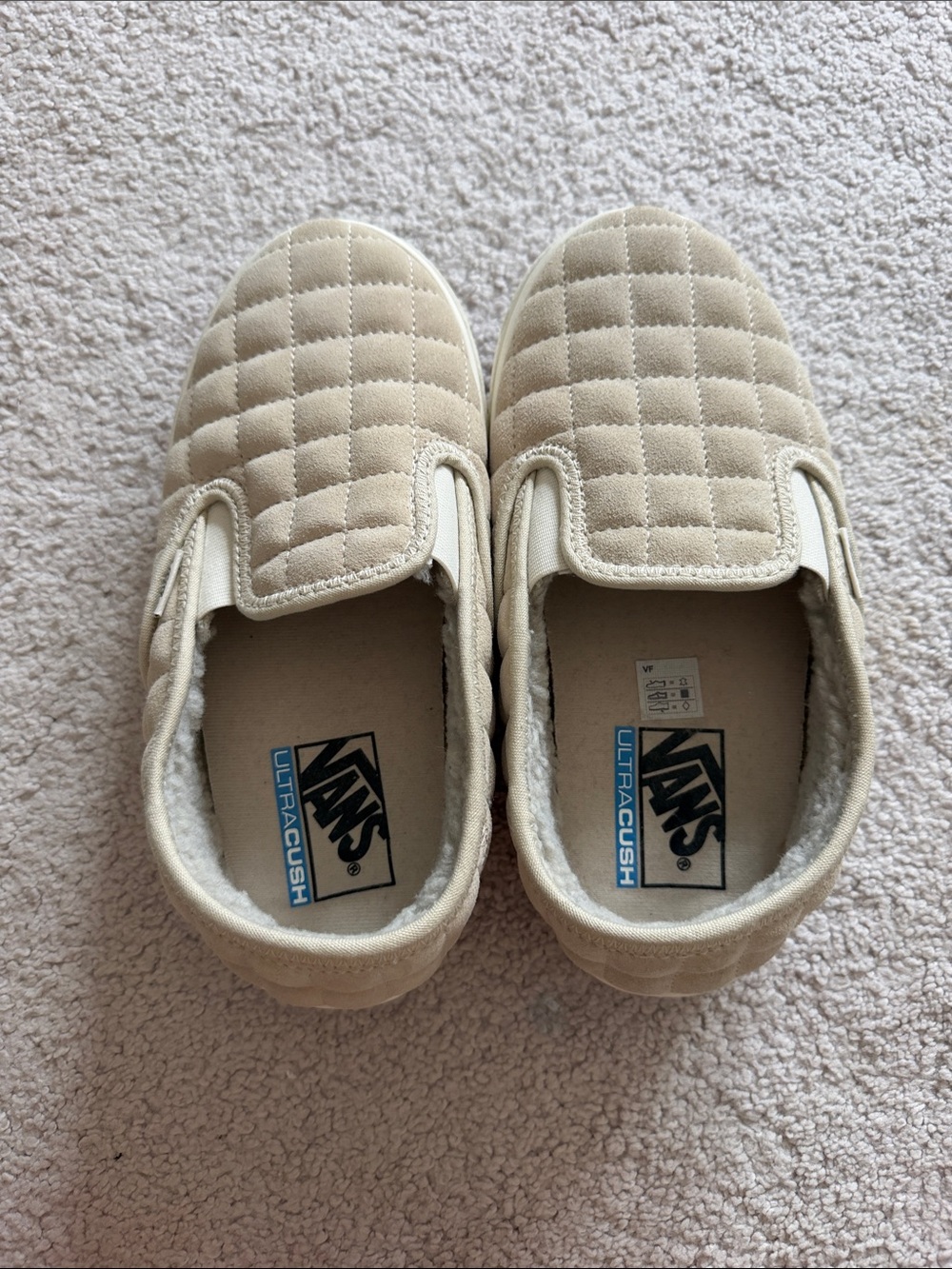 Vans Quilted Slip-On Sneakers in Beige